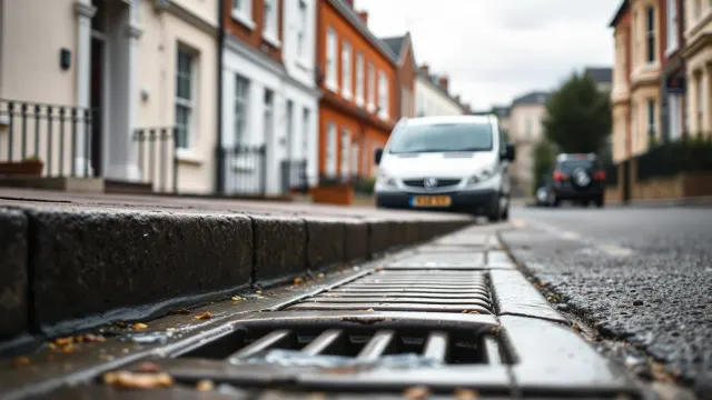 Granite kerb drain on a Plymouth Devon residential street